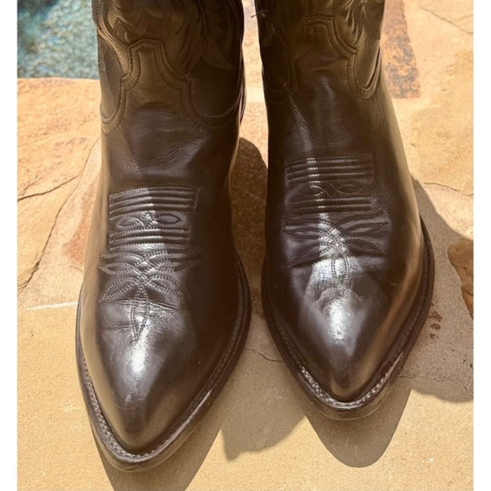 Tony Lama Black Leather Snip Toe Western Cowboy Boots Men's 8EE USA